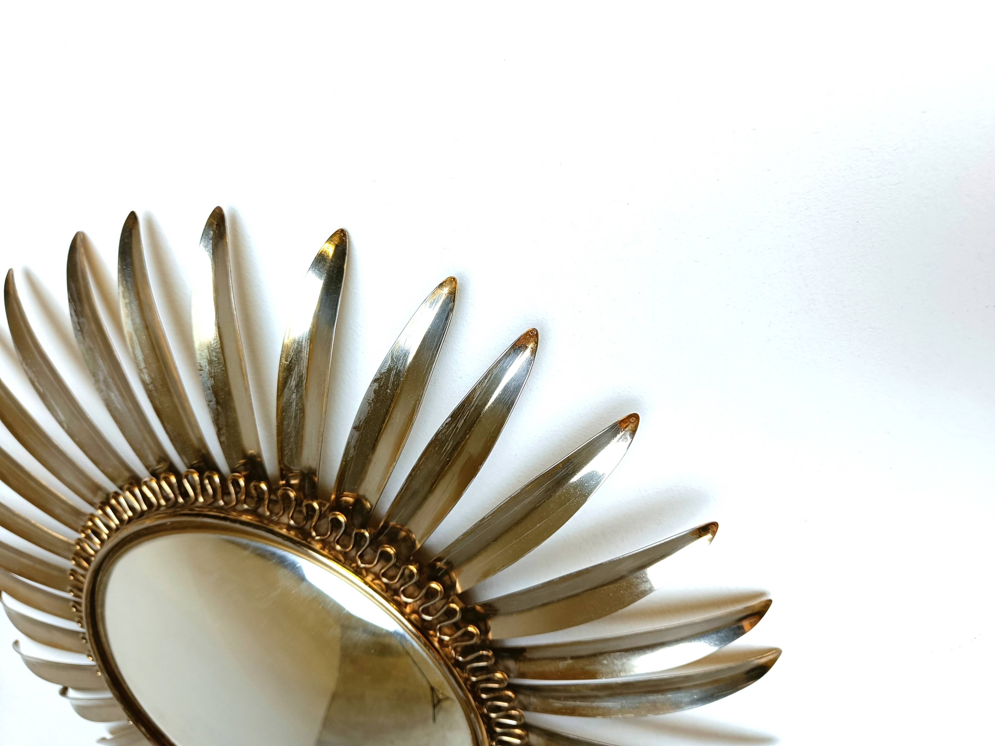 Vintage brass sunburst mirror, 1970s