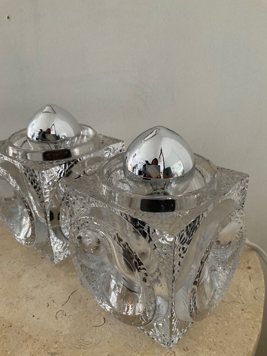 Pair of Ice Cube lamps by Peill & Putzler 70s