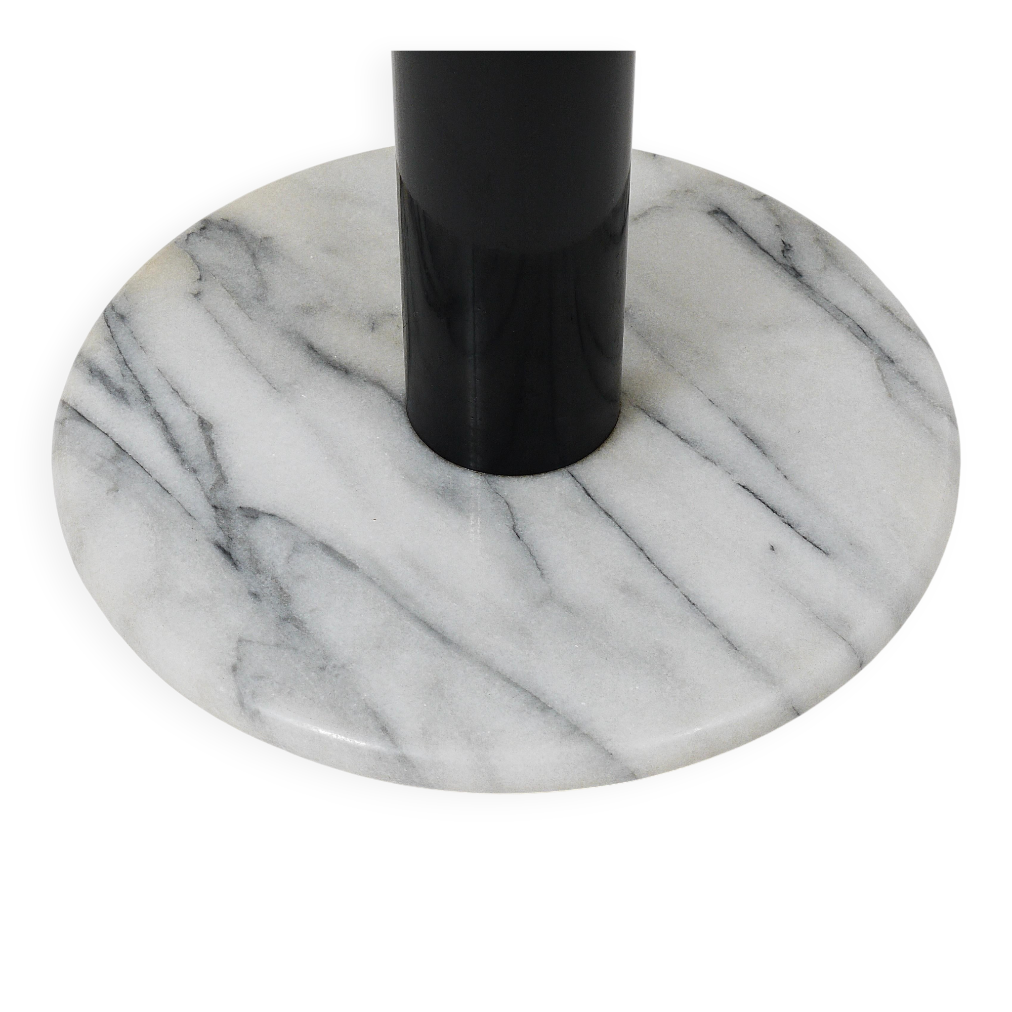 Postmodern pedestal table / plant stand in white Carrara marble, Italy, 1980s