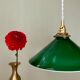 Vintage pendant lamp in green and white opaline