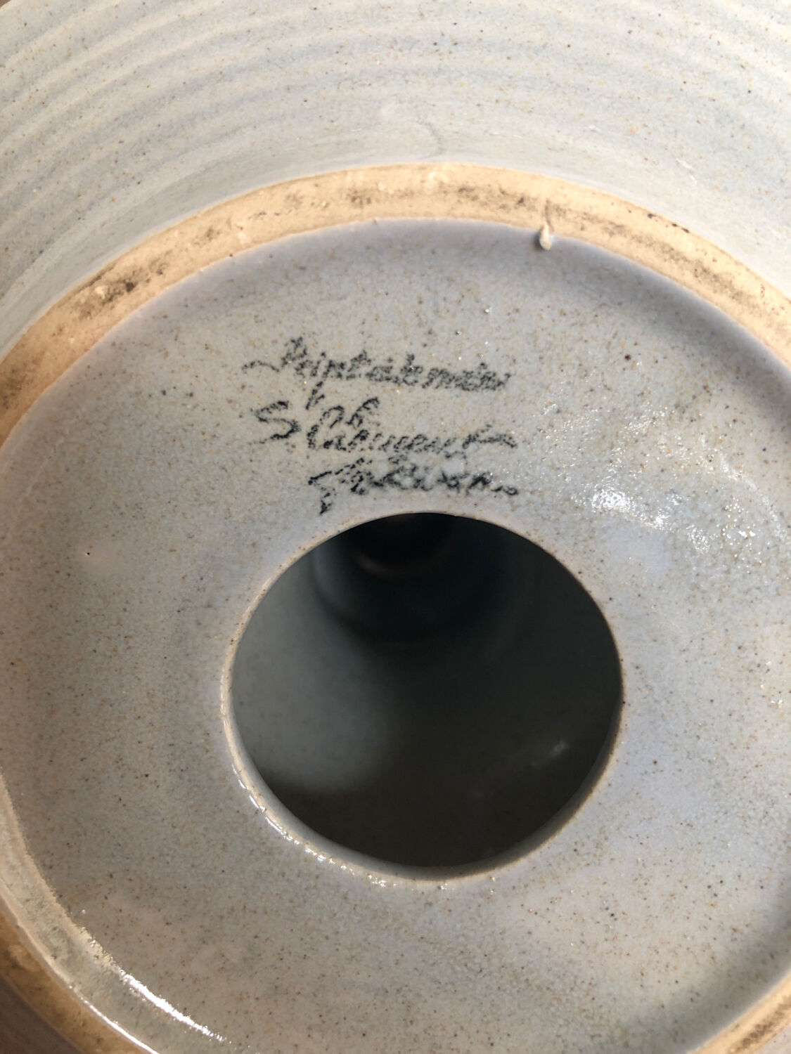 Old pair of hand candlesticks st clément céramique bleue france #a266