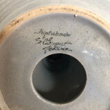 Old pair of hand candlesticks st clément céramique bleue france #a266