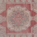 Mid century flatweave large overdyed oriental turkey oushak rug 4'11'' x 7'3''