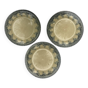 Lot de 3 assiettes plates - bleue