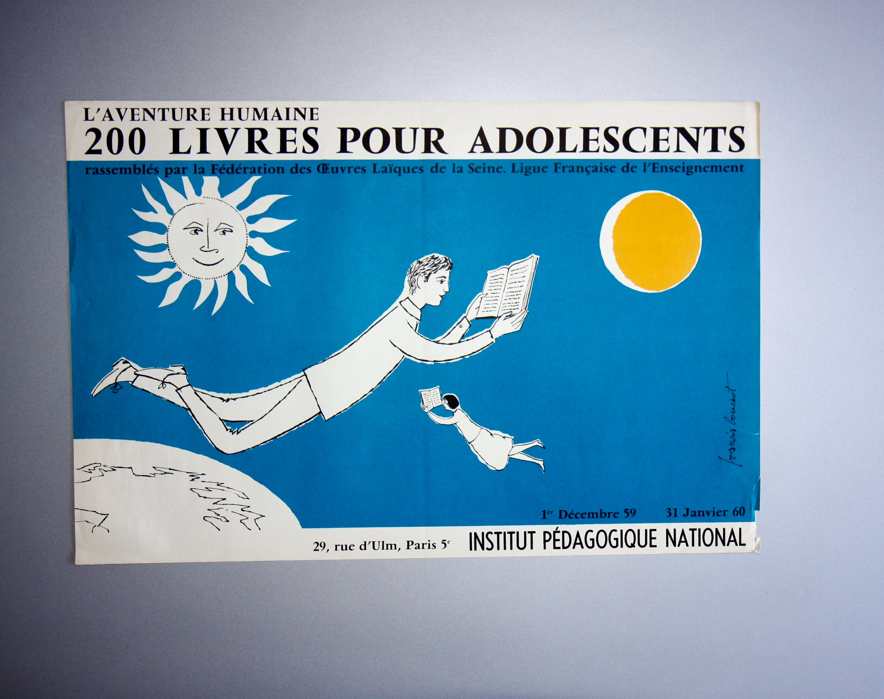 Old poster of 1959 " 200 books for teenagers ", format 40x 60 cm