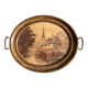Service tray in marquetry