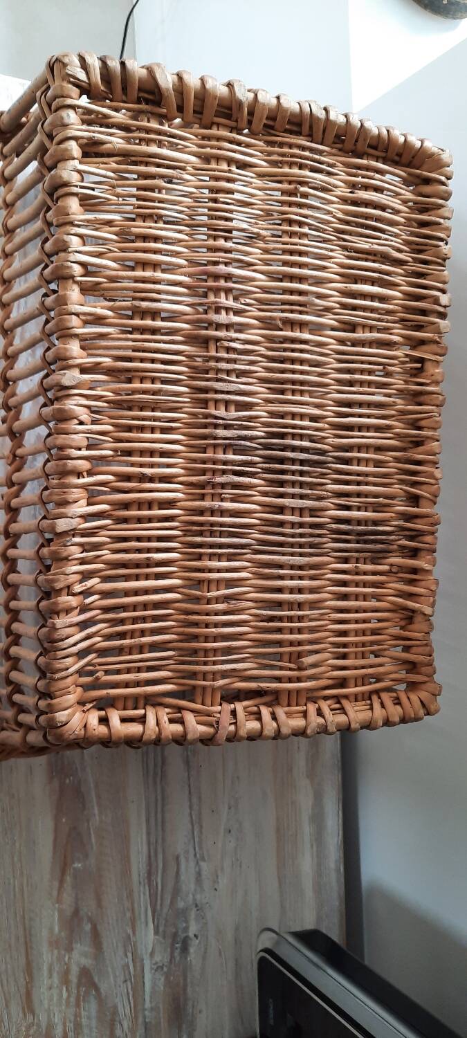 Old rattan laundry basket