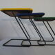Tables gigognes 50/60, skaï and wrought iron