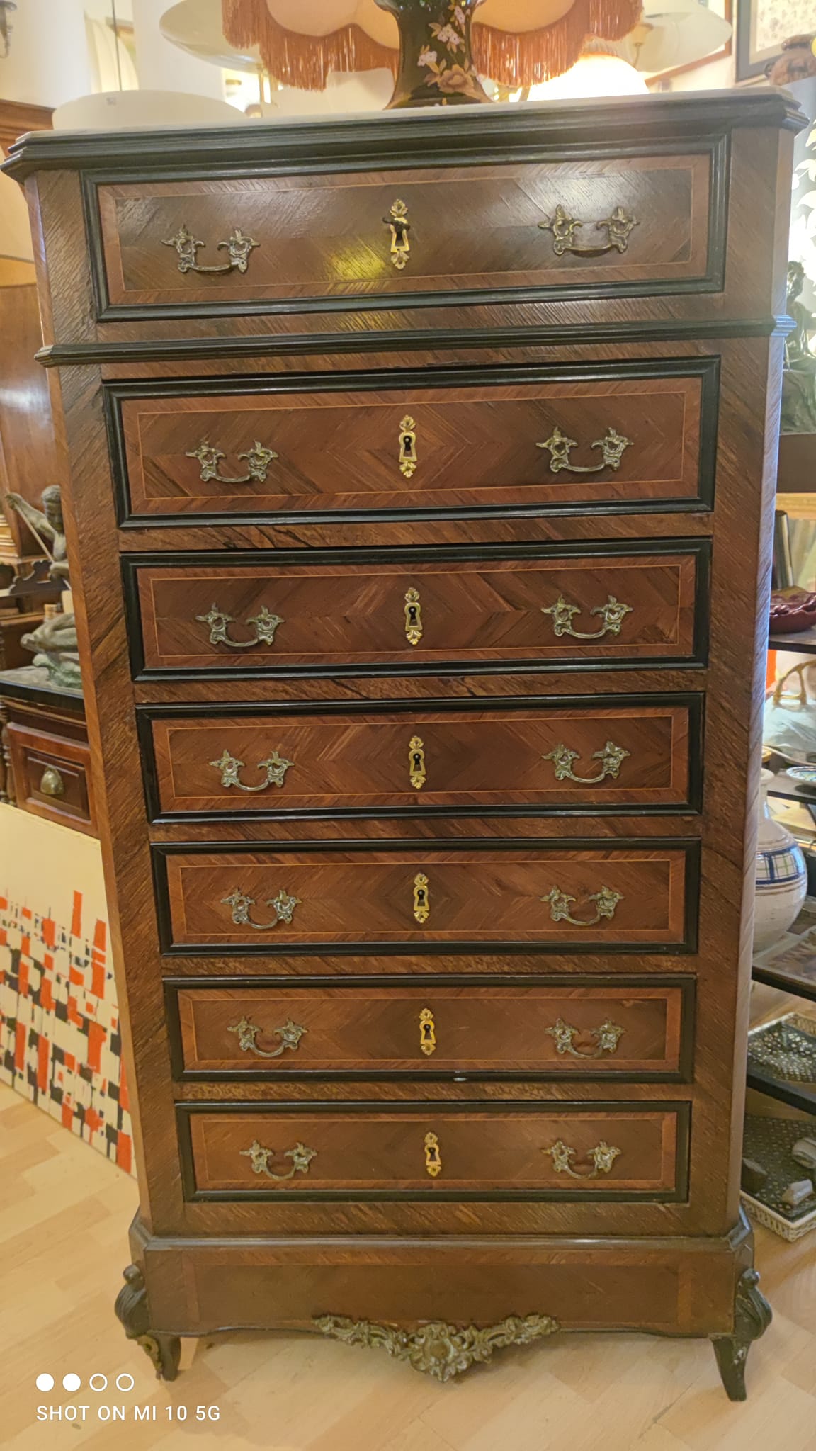 Weekly cabinet in rosewood from Rio and India and blackened pear Napoleon III