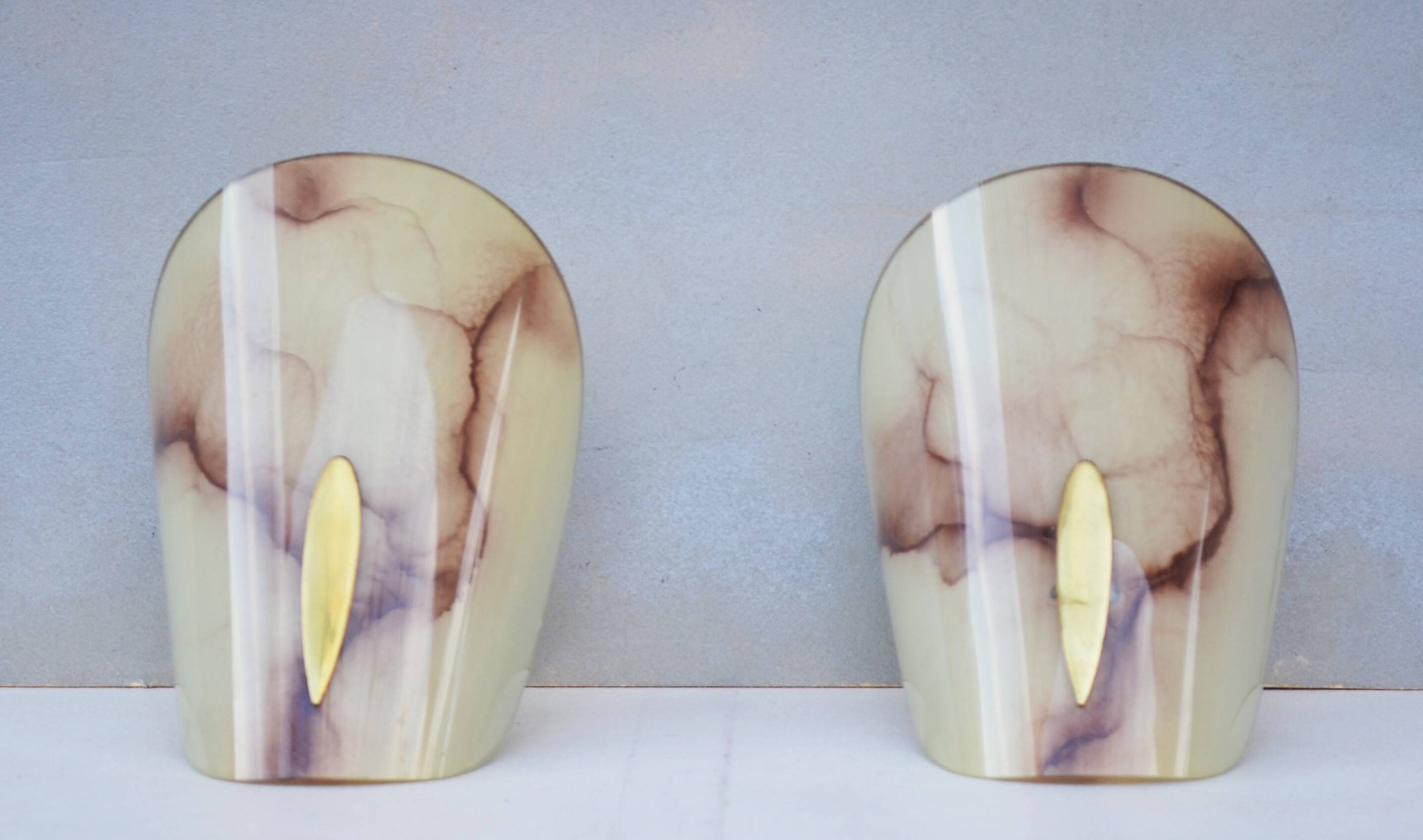 Mid Century Wall Sconces Shades Alabaster Glass Shades