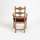 Razorblade armchair, burgundy velvet, oak, by H. Kjærnulf, Denmark, 1960s.