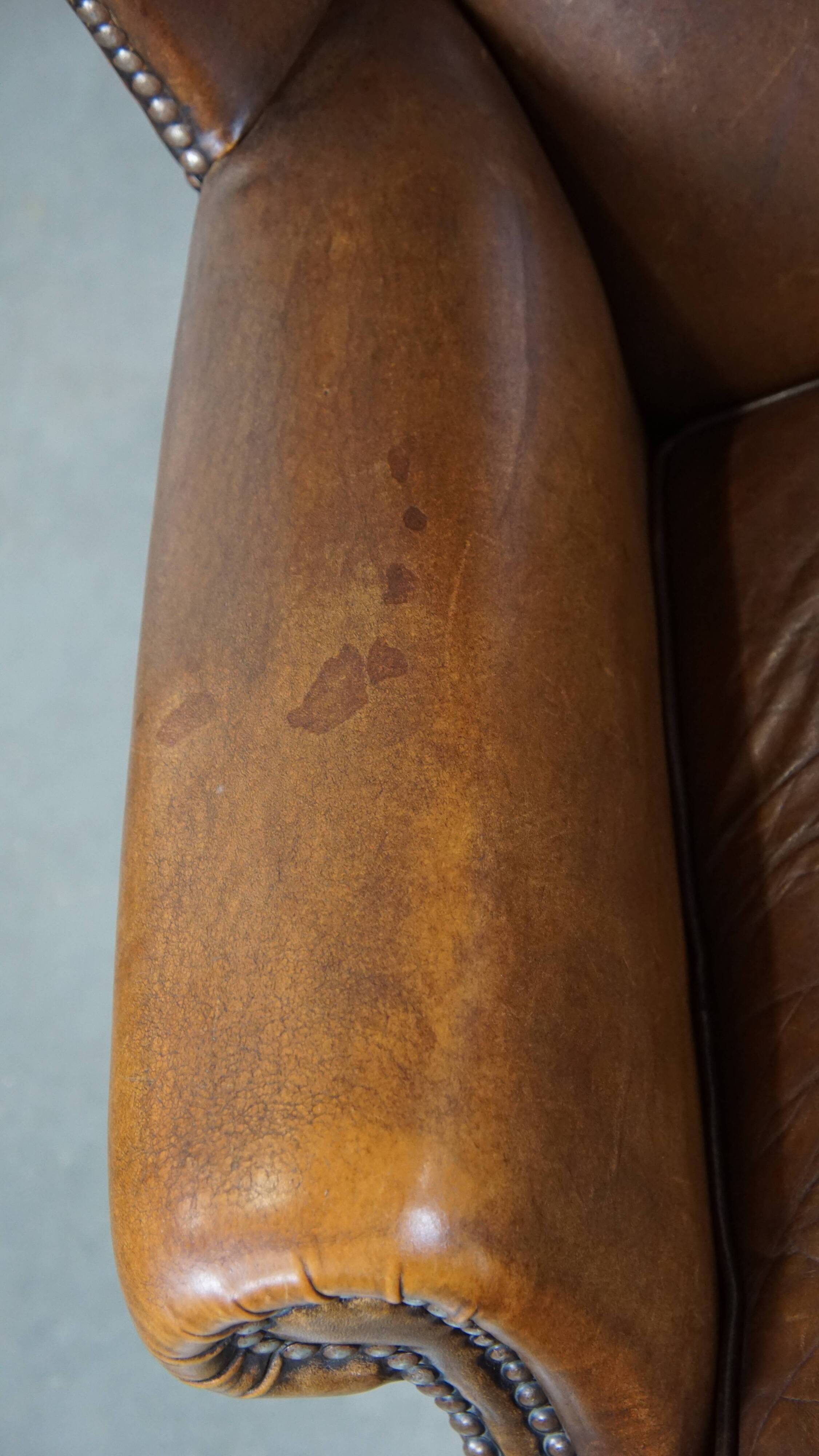 English style sheepskin wing chair