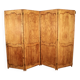 Large cherry wood folding screen with four double-sided panels.