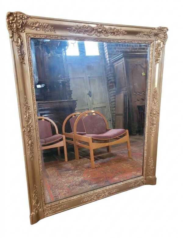 Miroir doré ancien du XIXe, miroir au mercure
