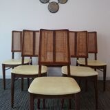 Suite of 6 vintage skai chairs and 60s canned backrest