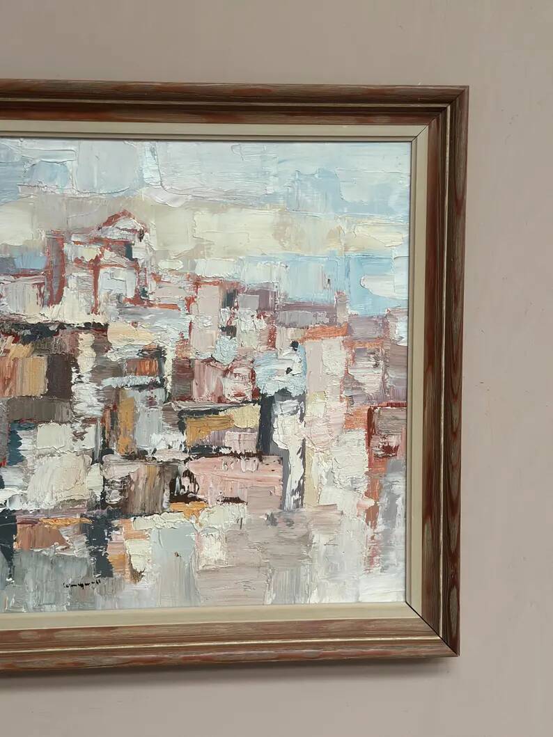 Original Swedish Oil on Panel – “Composition” by Gösta Calmayer – Signed – Dated 1961 – Vintage & Framed – 62 × 45 cm (24.4" × 17.7")