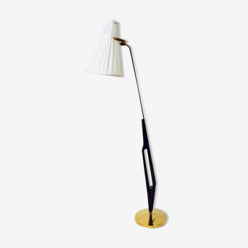 Swedish Brass and Teak floor lamp by Hans Bergström for ASEA 1950s