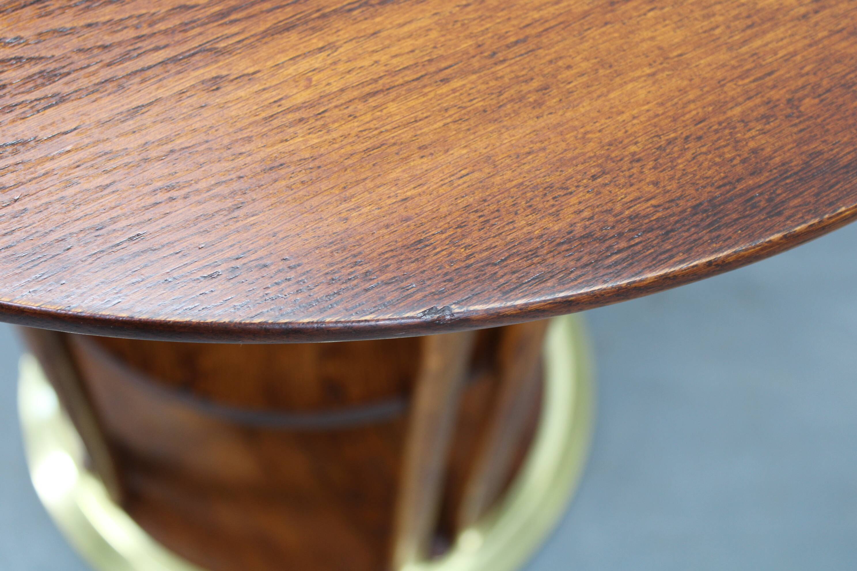 Vienna Secession coffee table in oak and brass, Czechoslovakia, 1920s.