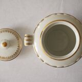 White porcelain sugar bowl/sugar pot with gilt trim, Evor France