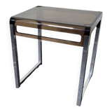 End table with chrome foot and plexiglass top from the 70s