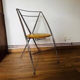 Chaise yamakado, chrome et skaï jaune