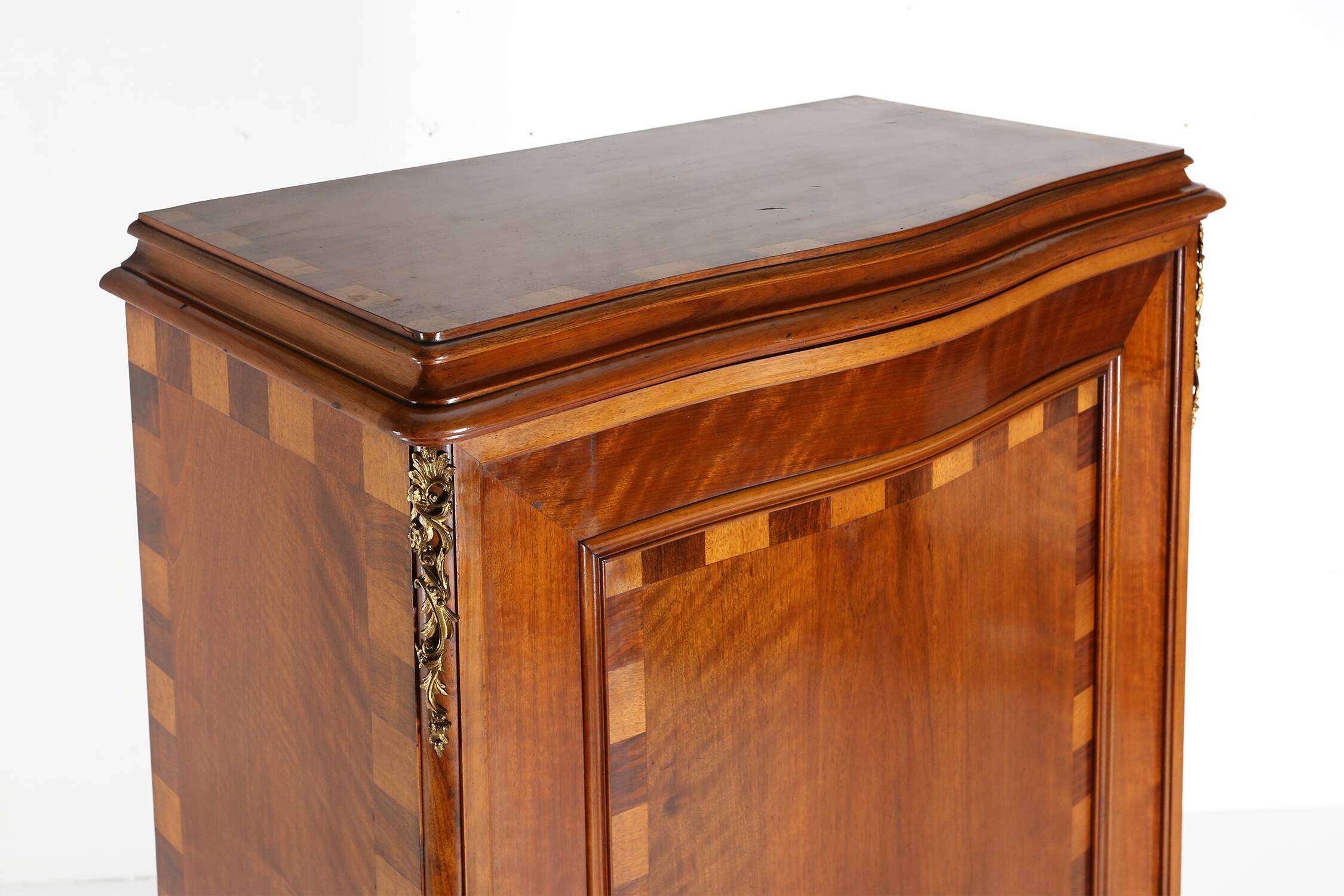 Antique wooden cabinet with inlay and bronze decorations, France ca. 1860