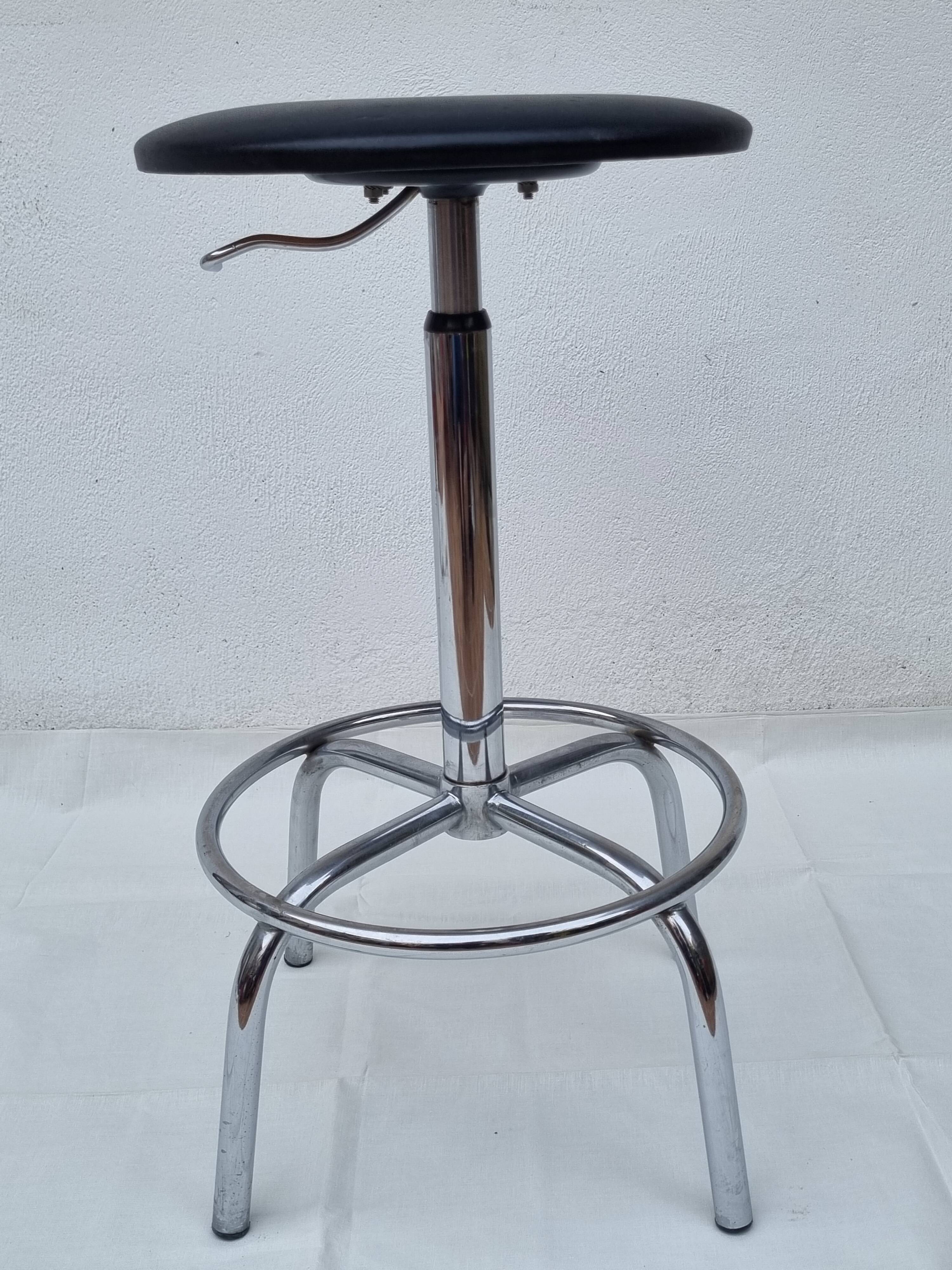 Vintage adjustable chrome stool 56 cm
