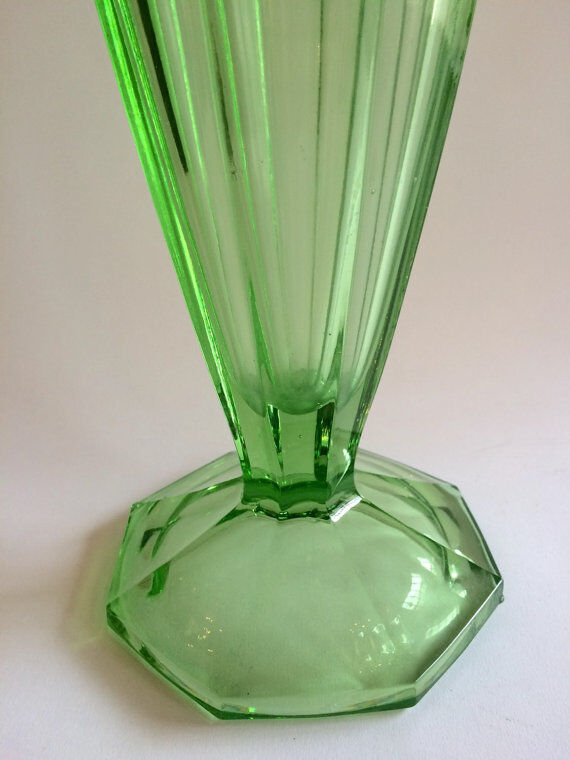 Art Deco green glass vase