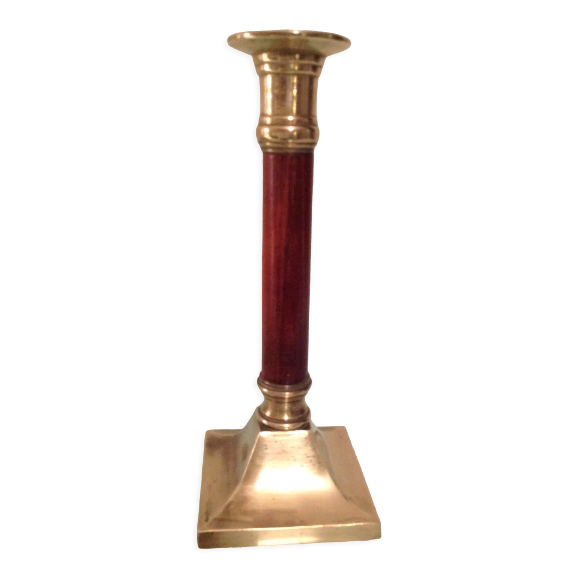 Wooden and brass candle holder art deco style