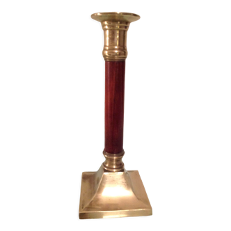 Wooden and brass candle holder art deco style
