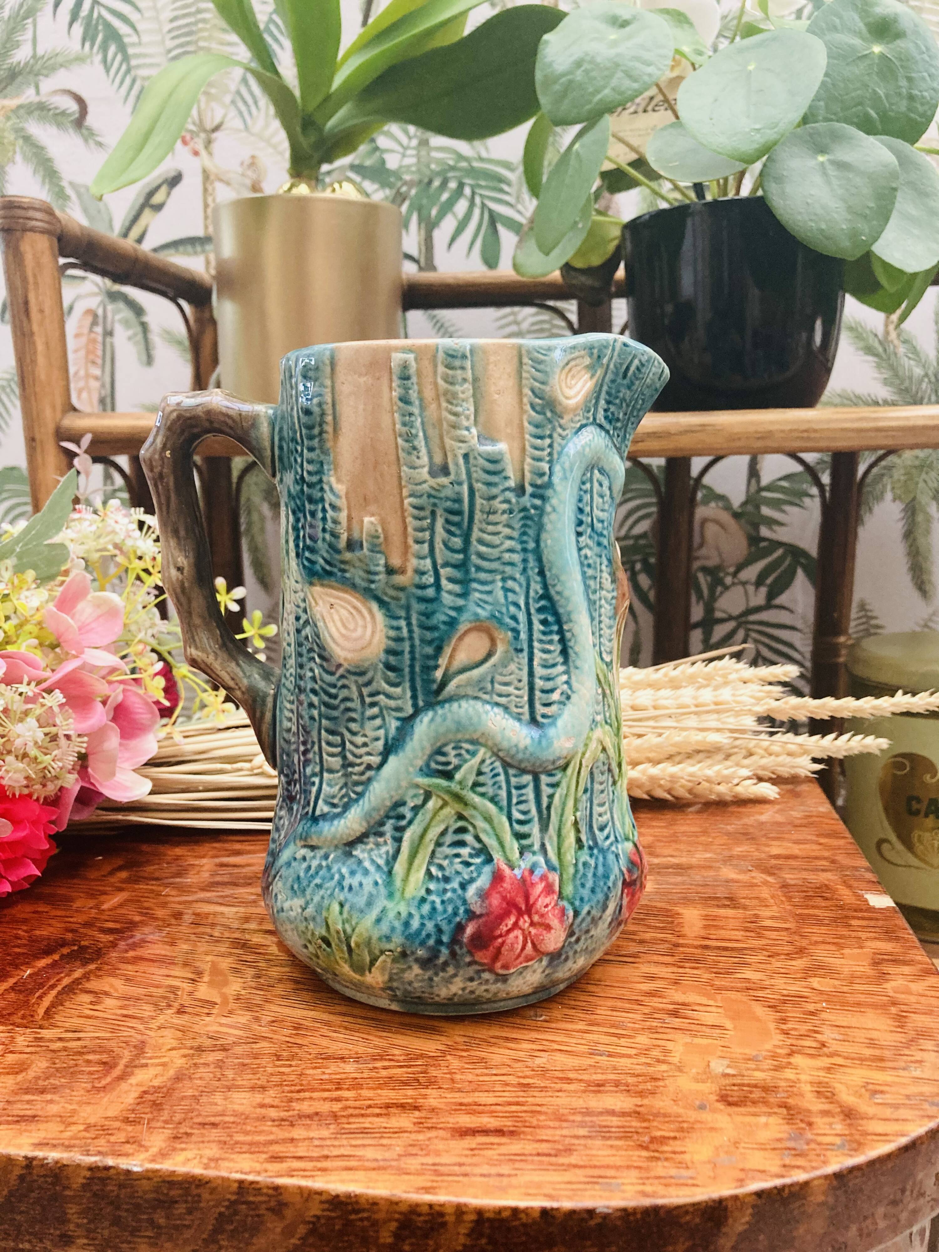 Vintage slip pitcher vase