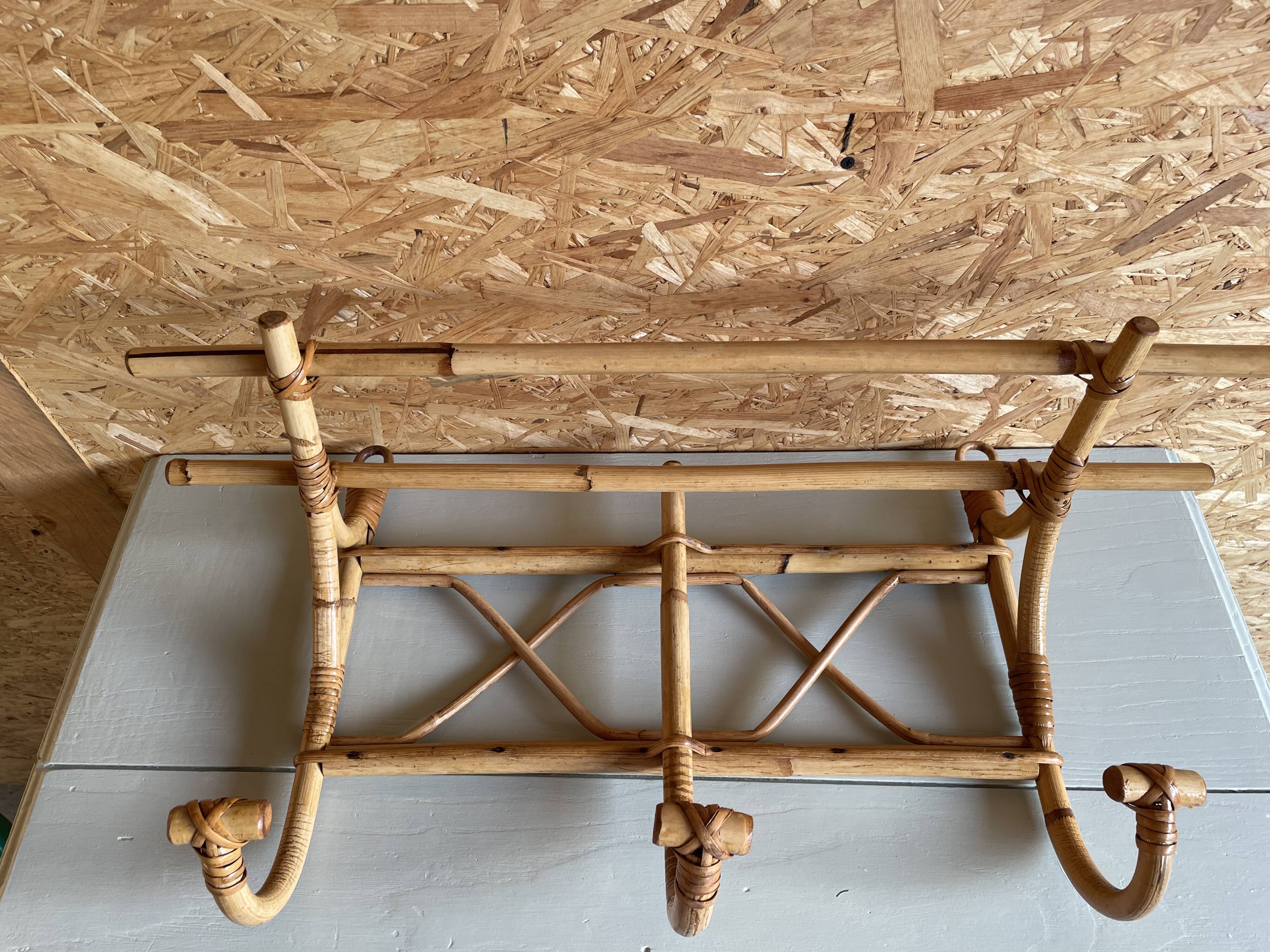 Rattan coat rack