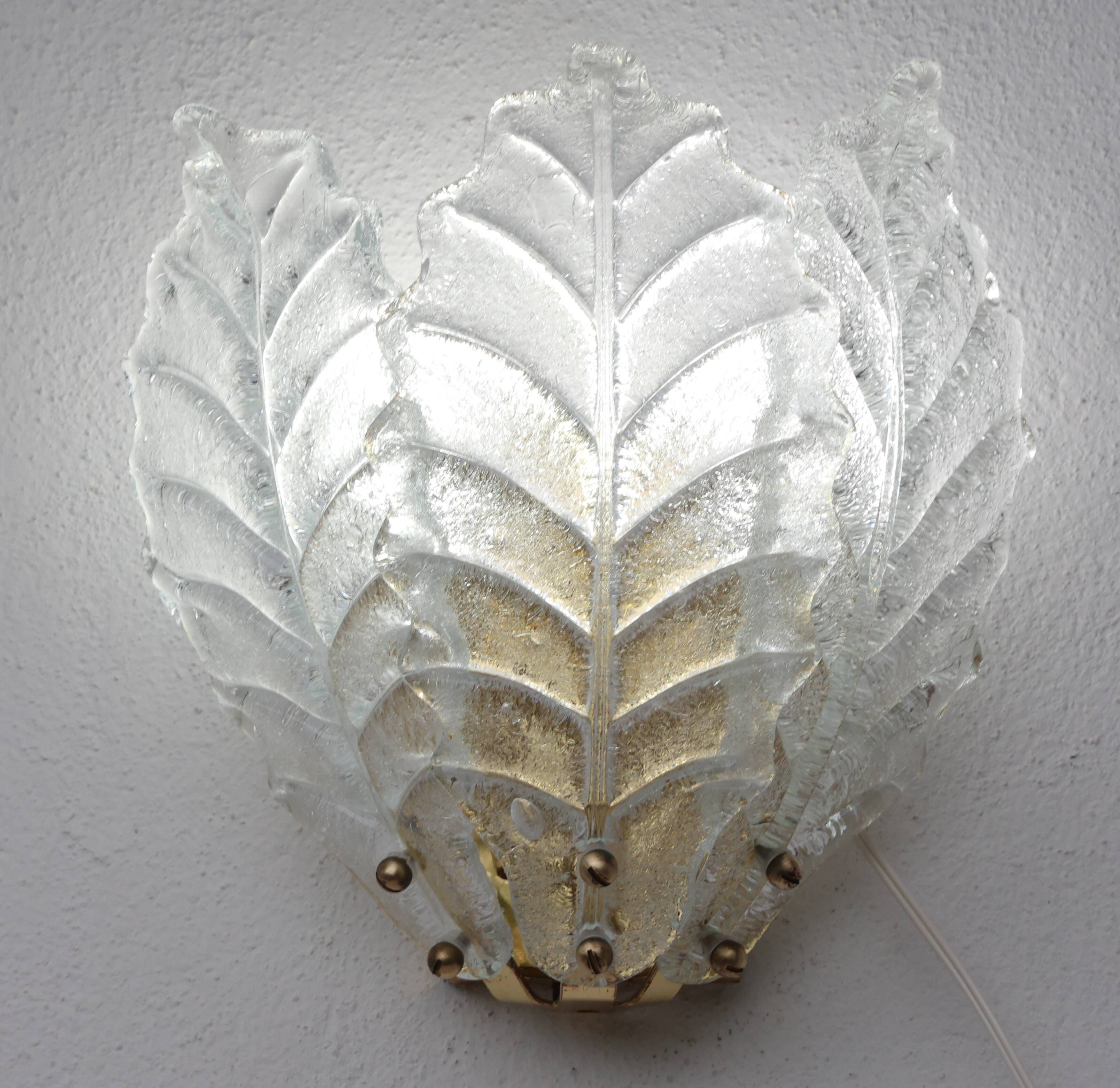 Set of 3 Taormina Murano Ceiling Light and Murano Glass Wall Light , 1970