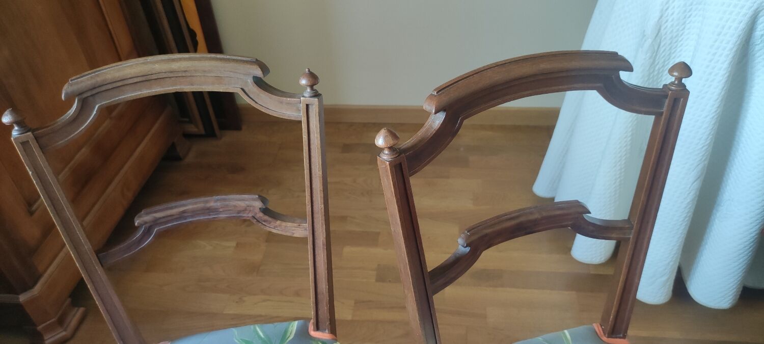 Pair of antique bedroom chairs sitting fabric