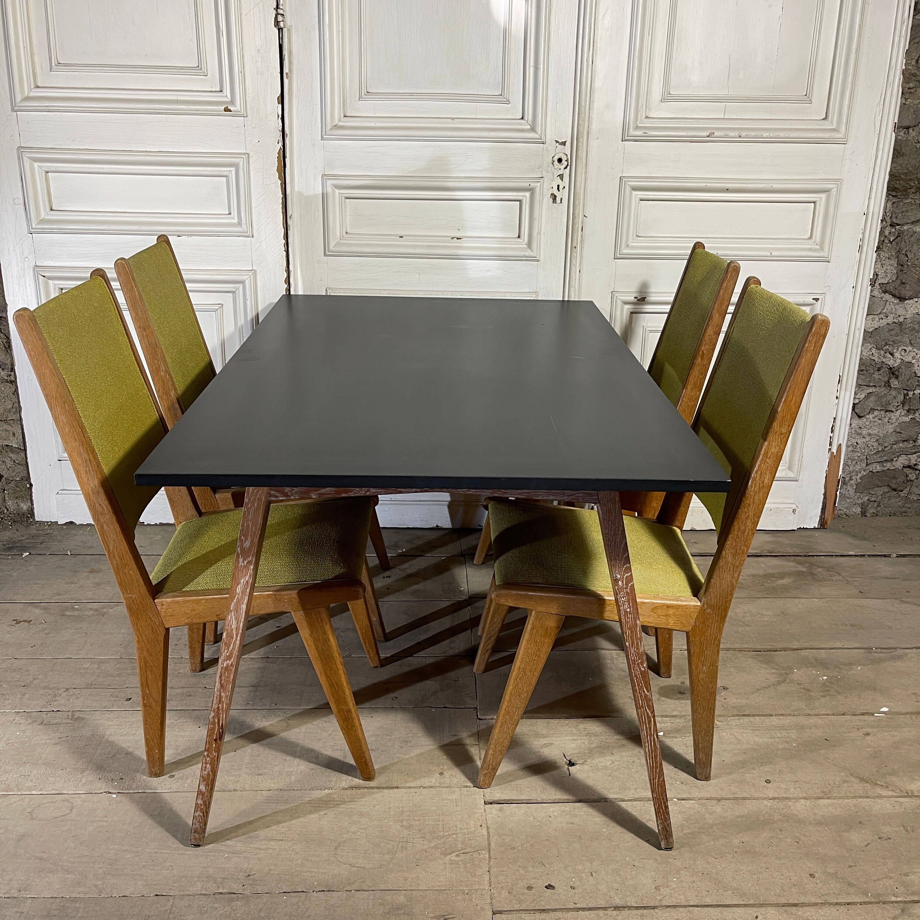 Oak table compass legs