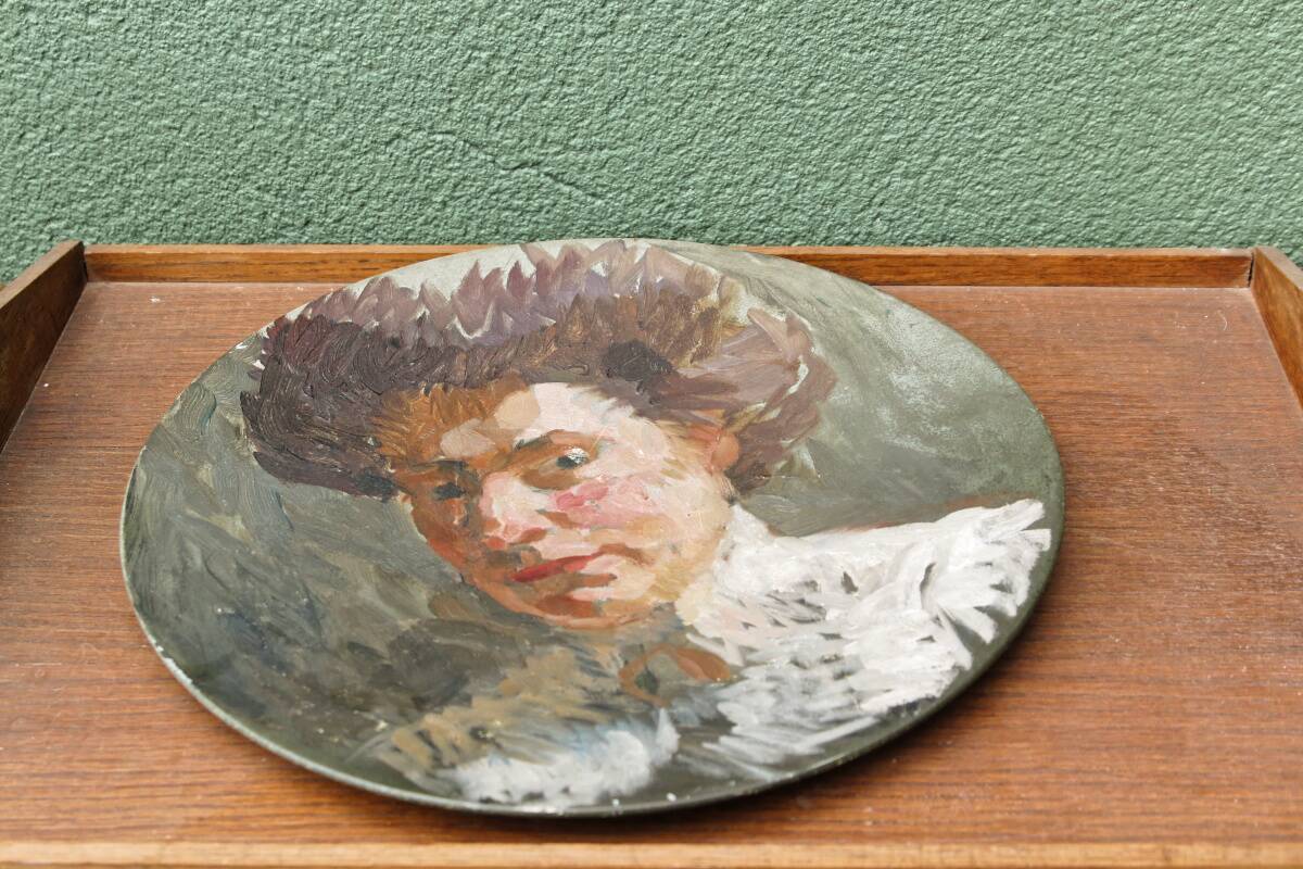 Impressionist portrait on sheet metal, elegant