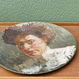 Impressionist portrait on sheet metal, elegant