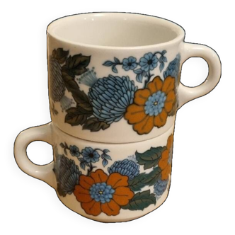 Art deco flowered pillivuyt cups