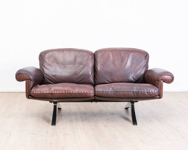 Canapé 2 places en cuir marron de De Sede, modèle DS 31, vintage années 196