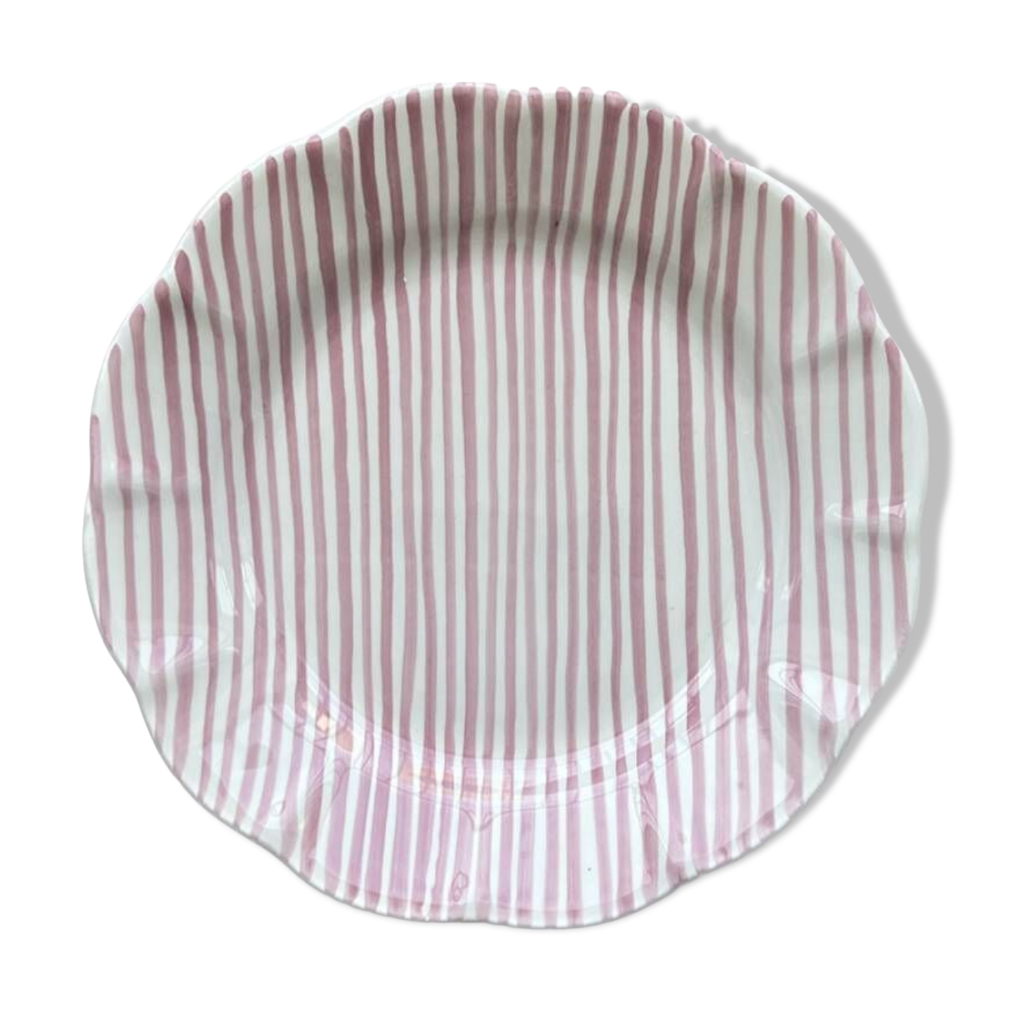 Fine pink striped plate 25cm