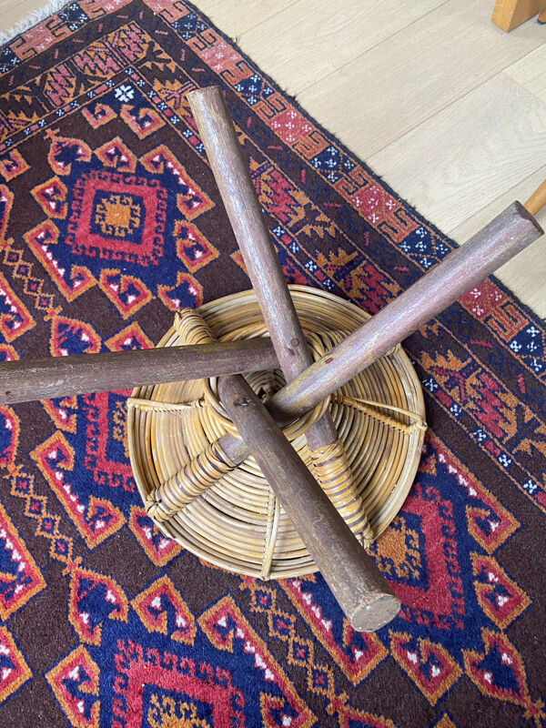 Tabouret rond bas bambou rotin