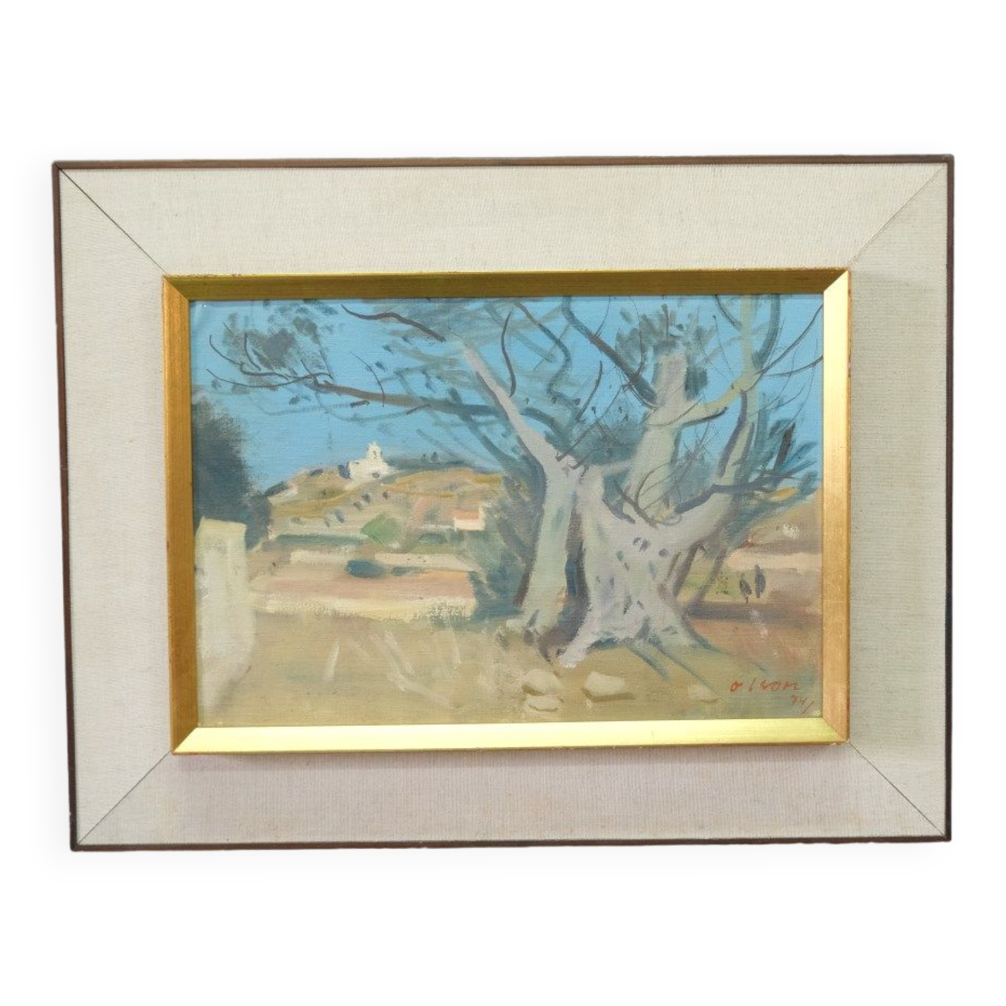 Ove Olson ( 1903-1975 ), Swedish Modern Painting, 1974, Oil on Canvas, Framed.
