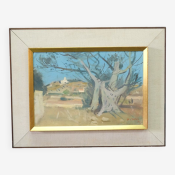 Ove Olson ( 1903-1975 ), Swedish Modern Painting, 1974, Oil on Canvas, Framed.