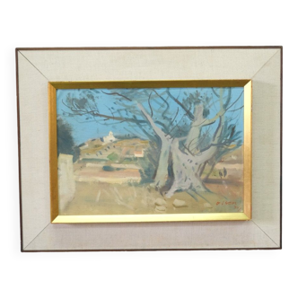 Ove Olson ( 1903-1975 ), Swedish Modern Painting, 1974, Oil on Canvas, Framed.