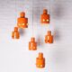 6 Orange enamelled metal suspensions, 1960s