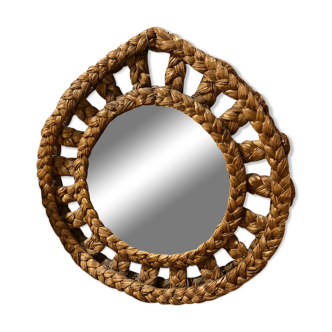 Vintage straw mirror, 1970