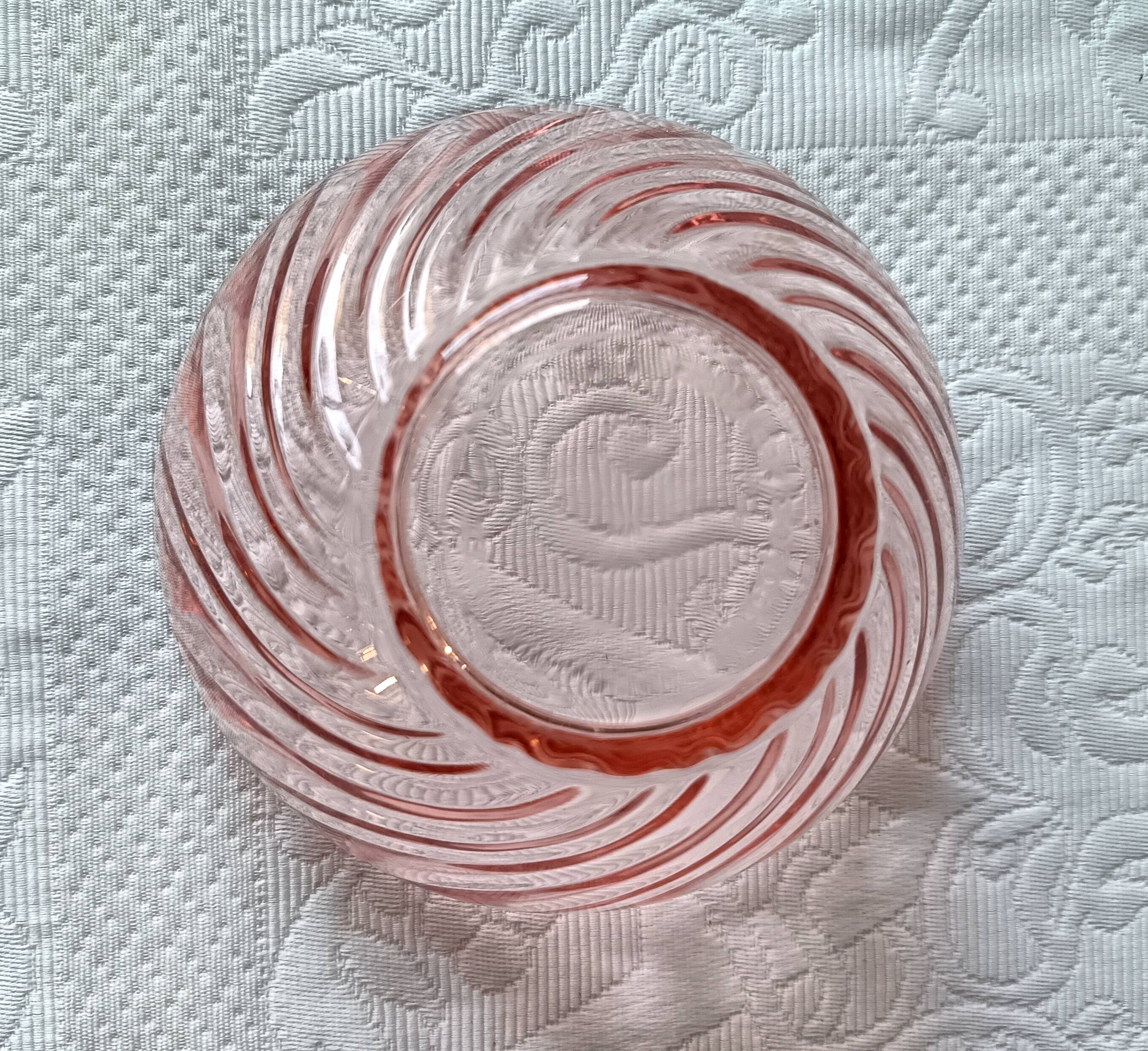 3 vintage pink glass bowls, rosaline arcoroc france