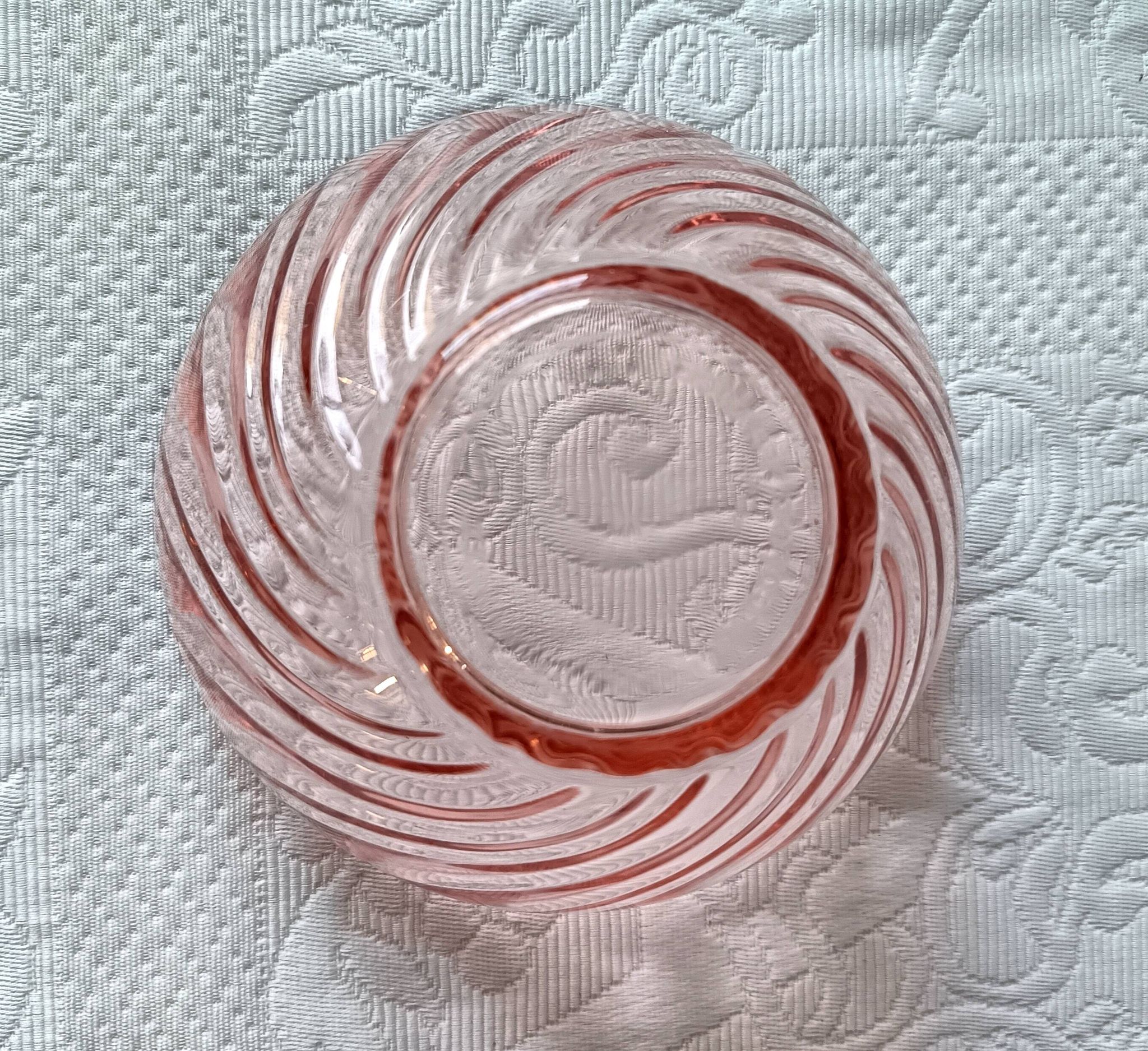 3 vintage pink glass bowls, rosaline arcoroc france