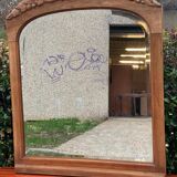 Art Deco mirror in carved arch renovated in solid raw oak wood