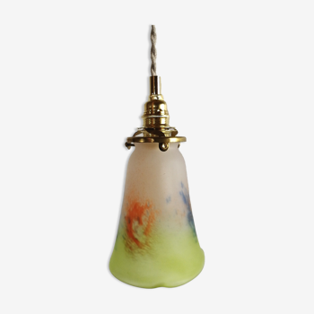Lampe baladeuse vintage suspension en opaline multi positionnable "vert orange"